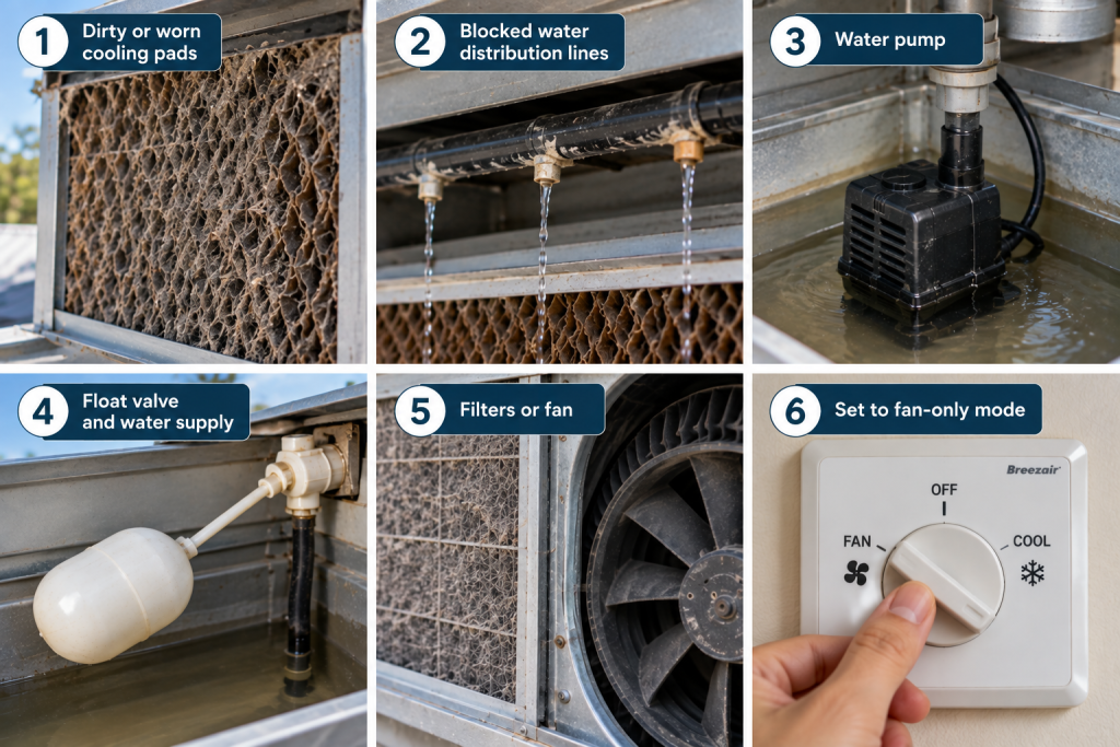 six common reasons an evaporative cooler is not cooling properly